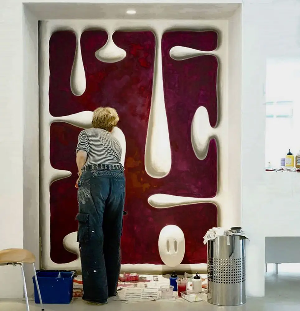 Lisa working on a mural